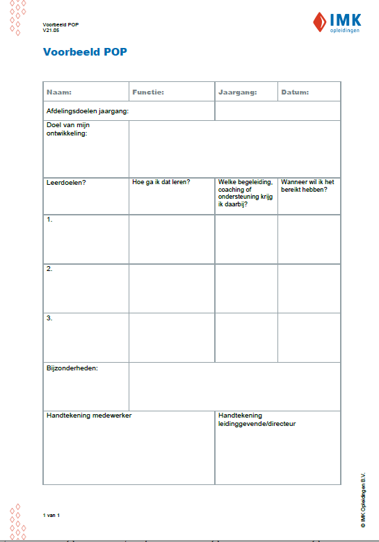 Persoonlijk Ontwikkelingsplan | IMK Opleidingen